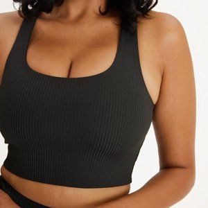 Girlfriend Collective Black RIB Paloma Racerback Bra Size MEDIUM
